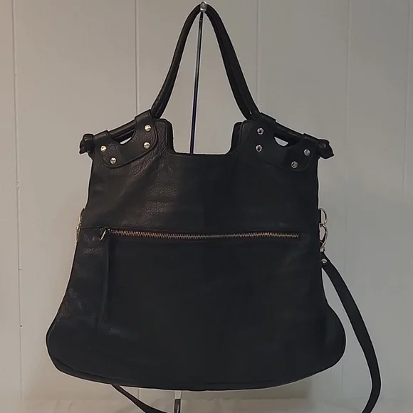 Pietro Alessandro Black Leather Satchel w/ Crossbody Strap Original Brooklyn Bag - Picture 15 of 15